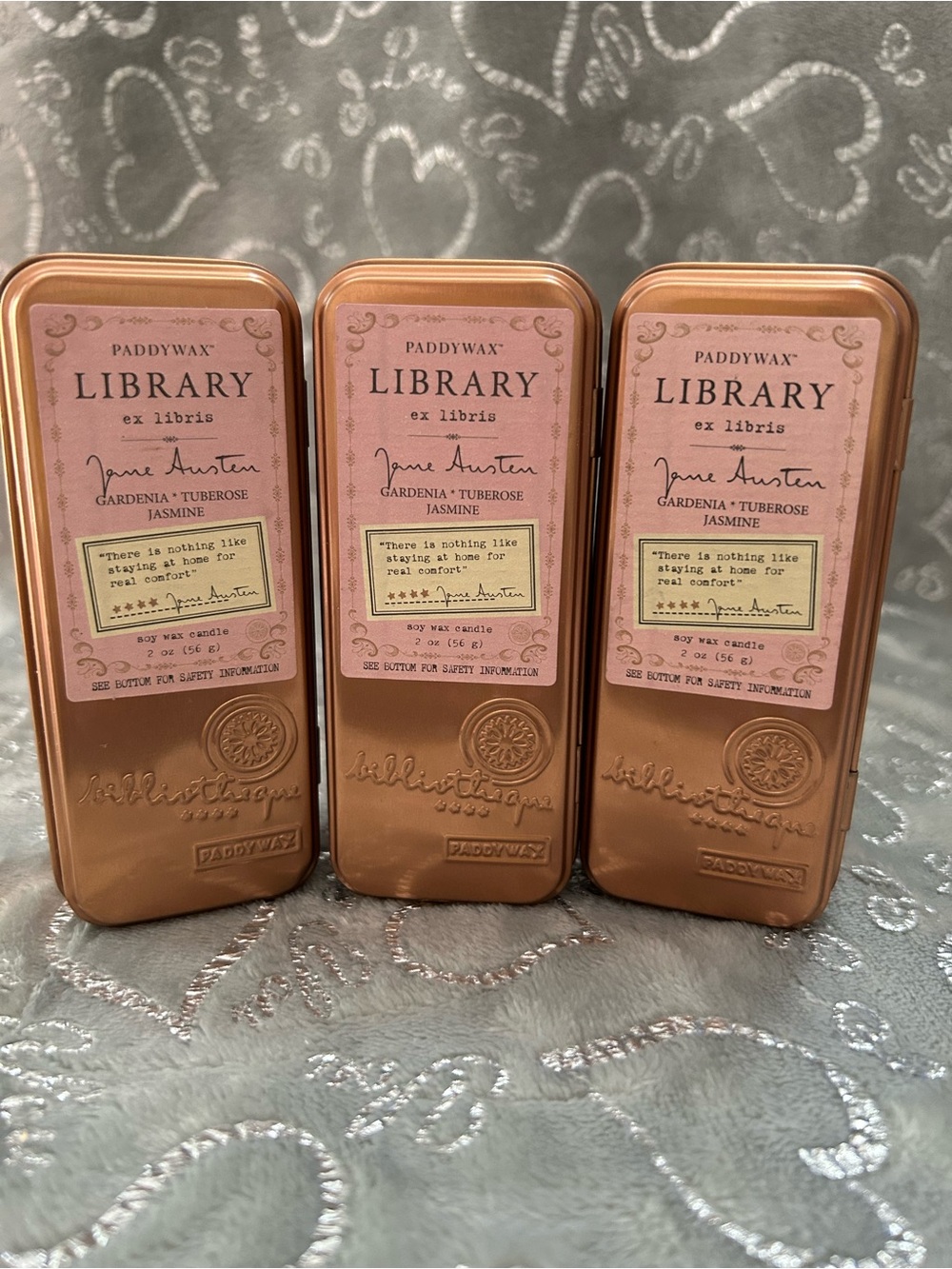 Library Jane Austen Gardenia Tuberose Jasmine Tin Candle — Rose Gold